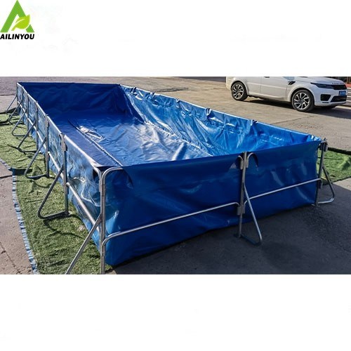 Customize  Galvanized Steel Pipe Frame PVC Tarpaulin Fish tank Mobile Biofloc Fish Farming Tank 40000Liters